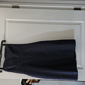 Dark blue denim strapless dress